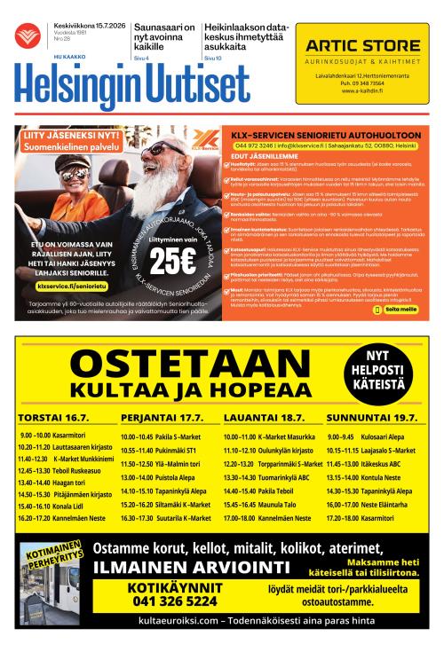 Helsingin Uutiset (Kaakko) & Kallio Lehti 15.7.2026
