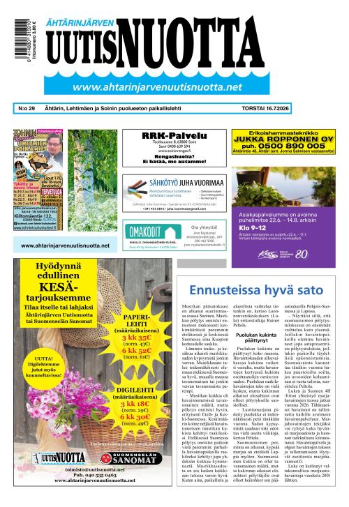 Ähtärinjärven Uutisnuotta 16.7.2026