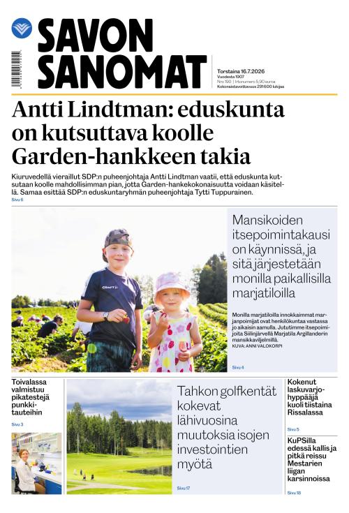 Savon Sanomat 16.7.2026