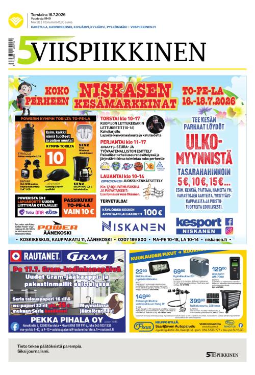 Viispiikkinen 16.7.2026