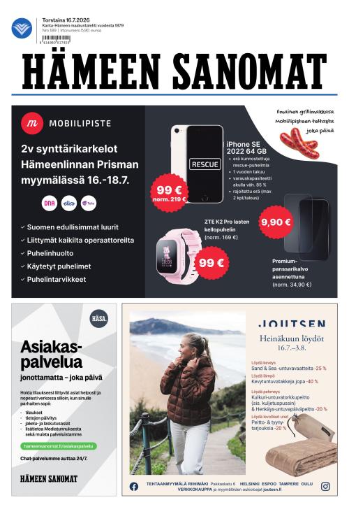 Hämeen Sanomat 16.7.2026