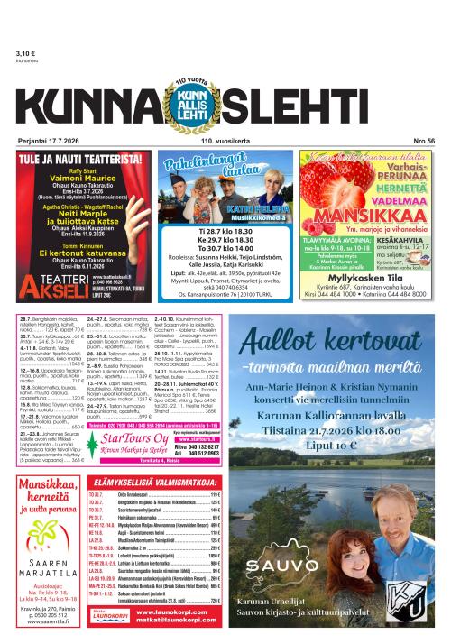 Kunnallislehti Paimio-Sauvo-Kaarina 17.7.2026