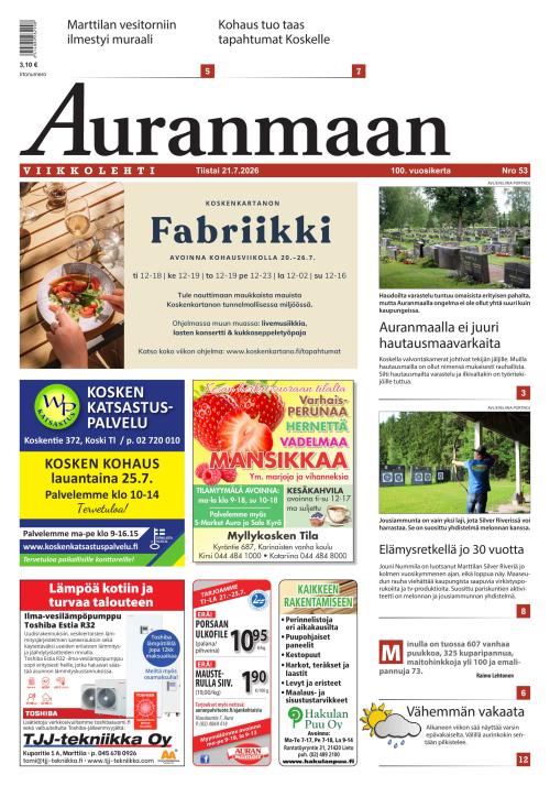 Auranmaan Viikkolehti 21.7.2026