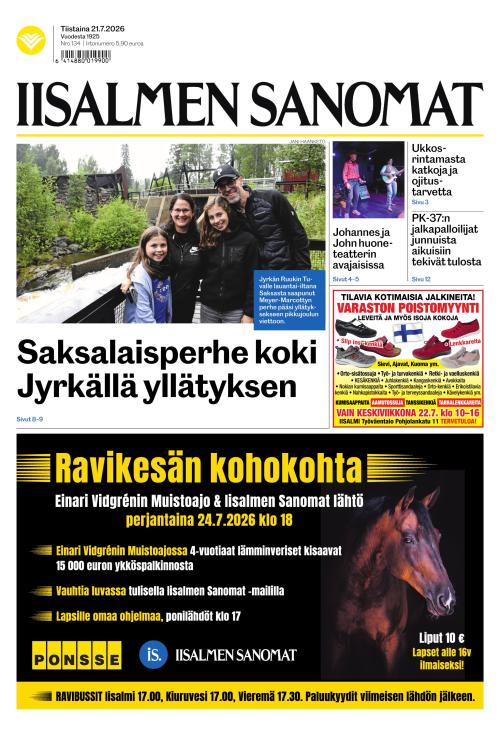 Iisalmen Sanomat 21.7.2026
