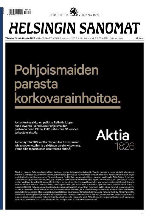 Helsingin Sanomat 21.7.2026
