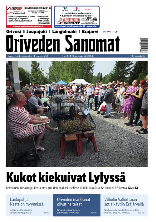Oriveden Sanomat 22.7.2026