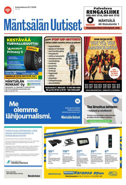 Mäntsälän Uutiset 22.7.2026