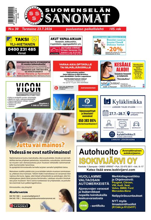 Suomenselän Sanomat 23.7.2026