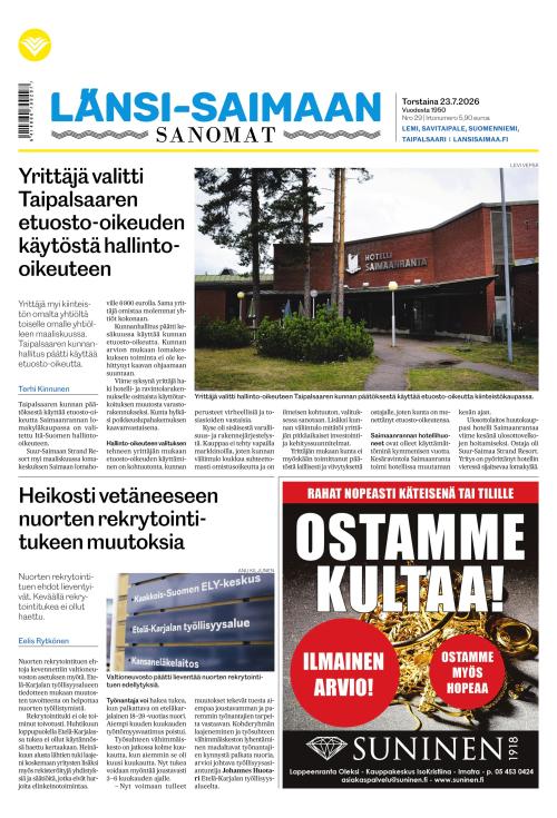 Länsi-Saimaan Sanomat 23.7.2026