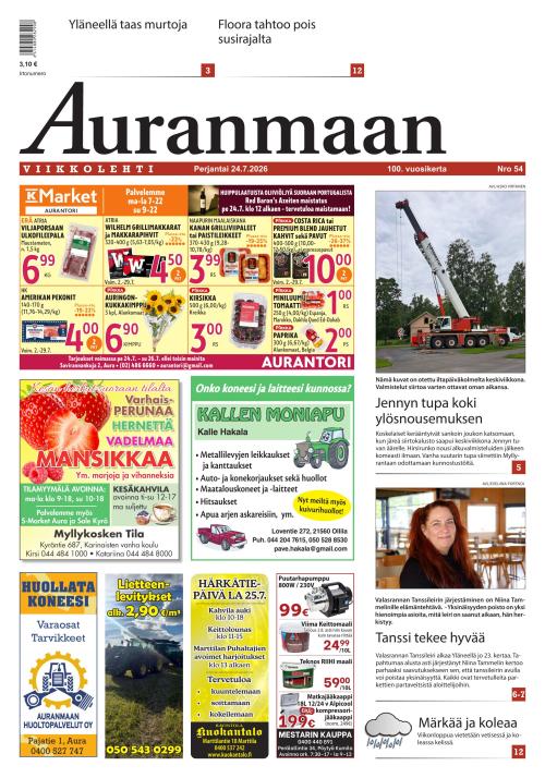 Auranmaan Viikkolehti 24.7.2026