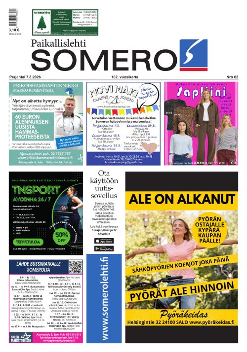 Paikallislehti Somero 7.8.2026