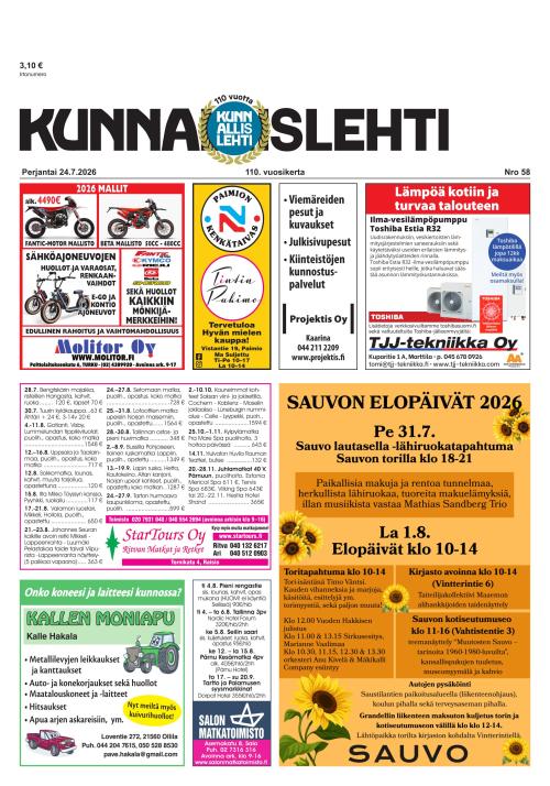 Kunnallislehti Paimio-Sauvo-Kaarina 24.7.2026