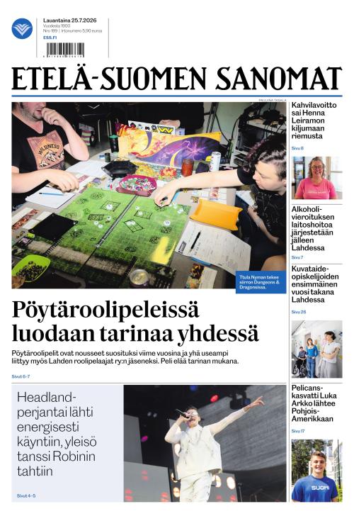 Etelä-Suomen Sanomat 25.7.2026