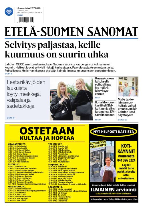 Etelä-Suomen Sanomat 26.7.2026