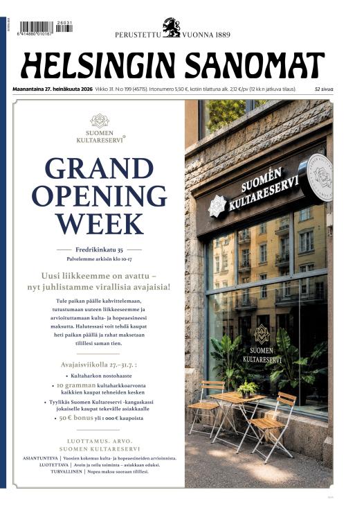 Helsingin Sanomat 27.7.2026