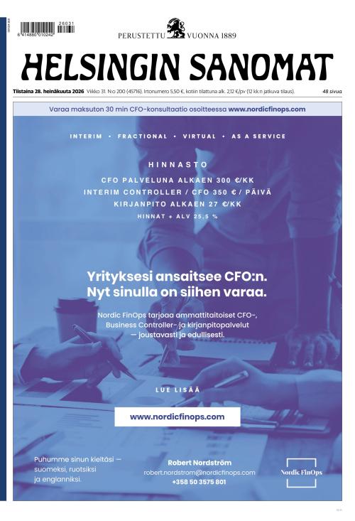 Helsingin Sanomat 28.7.2026