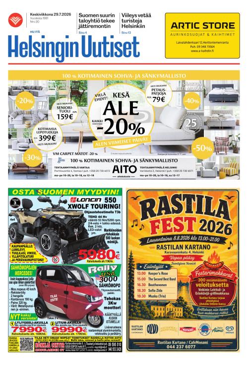 Helsingin Uutiset (Itä) 29.7.2026