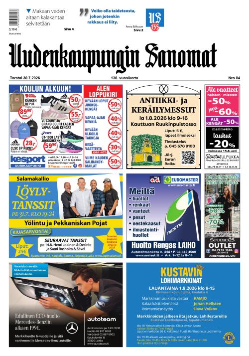 Uudenkaupungin Sanomat 30.7.2026