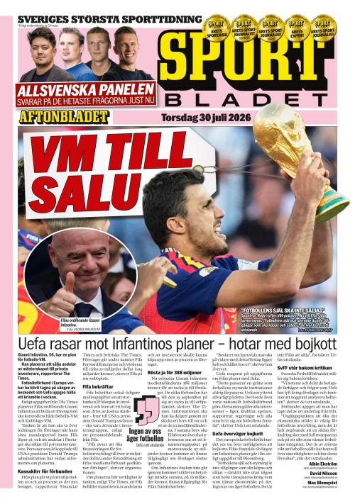 Aftonbladet Sportbladet 30.7.2026