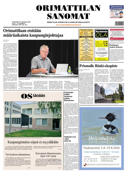 Orimattilan Sanomat 30.7.2026