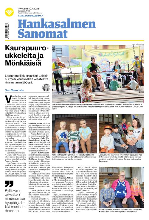 Hankasalmen Sanomat 30.7.2026