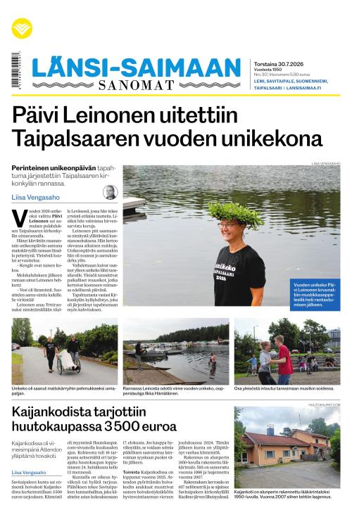 Länsi-Saimaan Sanomat 30.7.2026