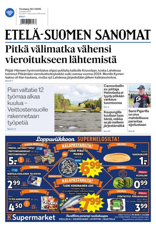 Etelä-Suomen Sanomat 30.7.2026