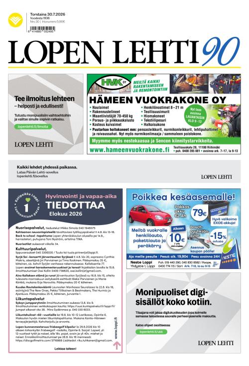 Lopen Lehti 30.7.2026