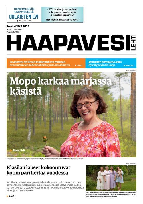 Haapavesi-lehti 30.7.2026