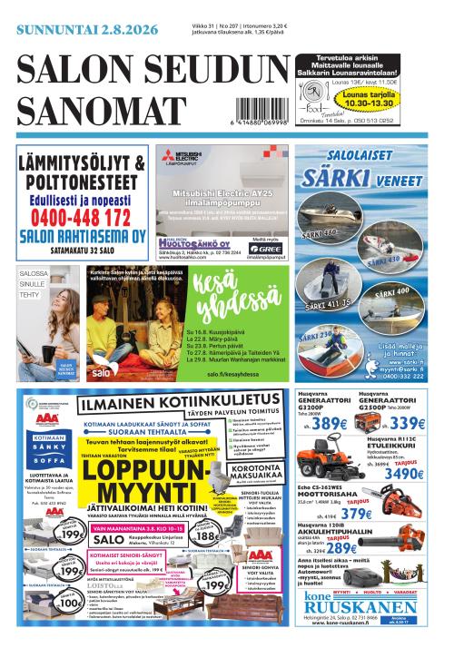 Salon Seudun Sanomat 2.8.2026