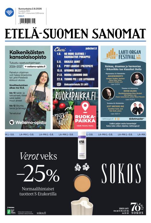 Etelä-Suomen Sanomat 2.8.2026