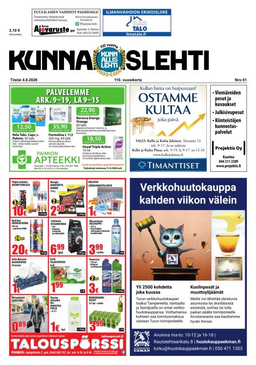 Kunnallislehti Paimio-Sauvo-Kaarina 4.8.2026