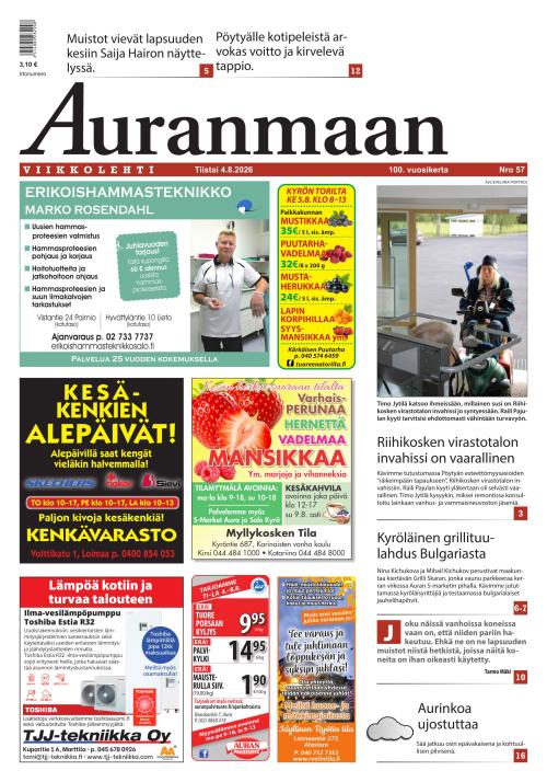 Auranmaan Viikkolehti 4.8.2026