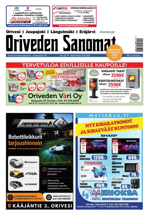 Oriveden Sanomat 5.8.2026