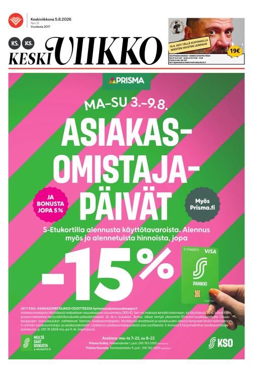 KS Keskiviikko (Kouvolan Sanomat ja Kymen Sanomat -liitteet) 5.8.2026