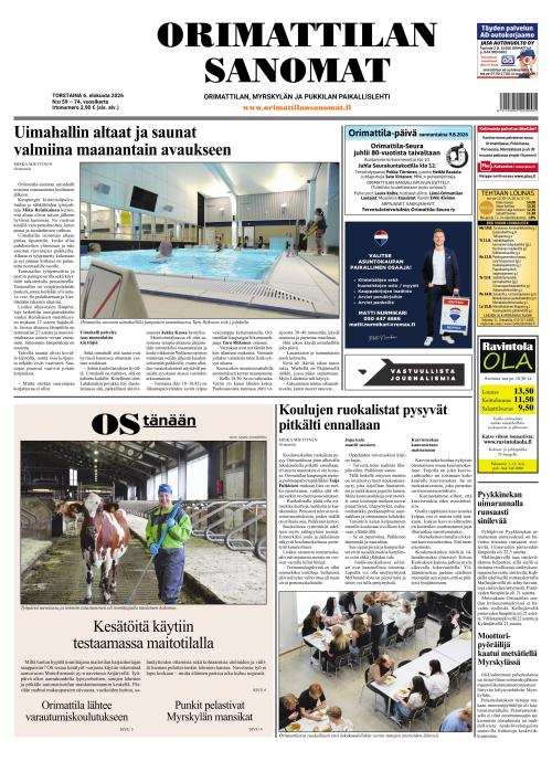Orimattilan Sanomat 6.8.2026
