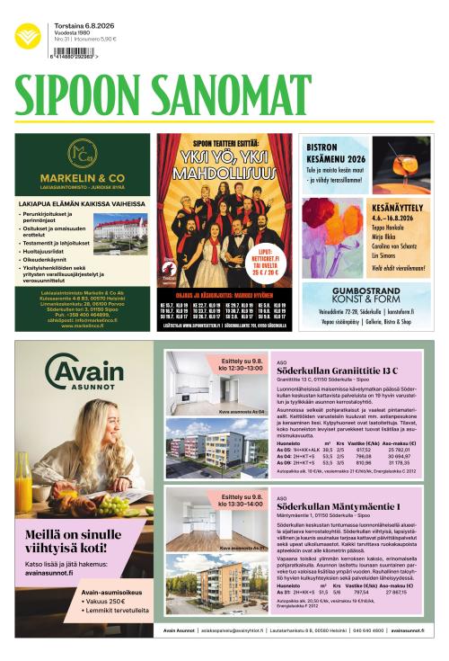 Sipoon Sanomat 6.8.2026