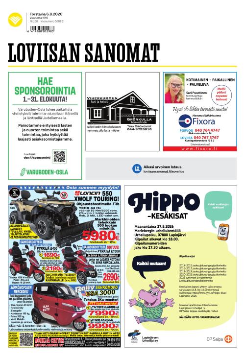 Loviisan Sanomat 6.8.2026