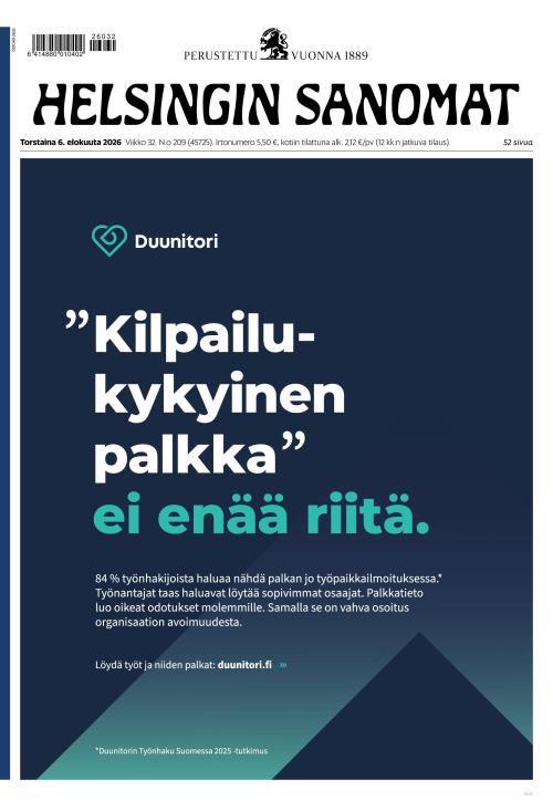 Helsingin Sanomat 6.8.2026