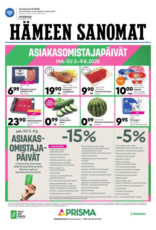 Hämeen Sanomat 6.8.2026