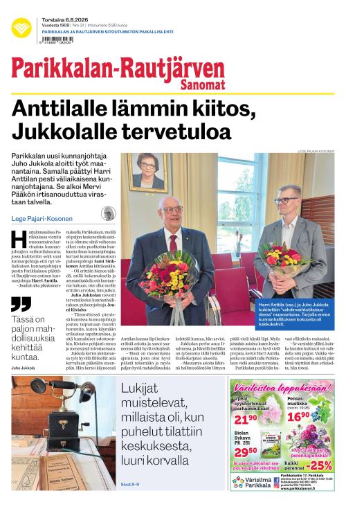 Parikkalan-Rautjärven Sanomat 6.8.2026