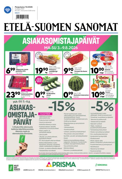 Etelä-Suomen Sanomat 7.8.2026