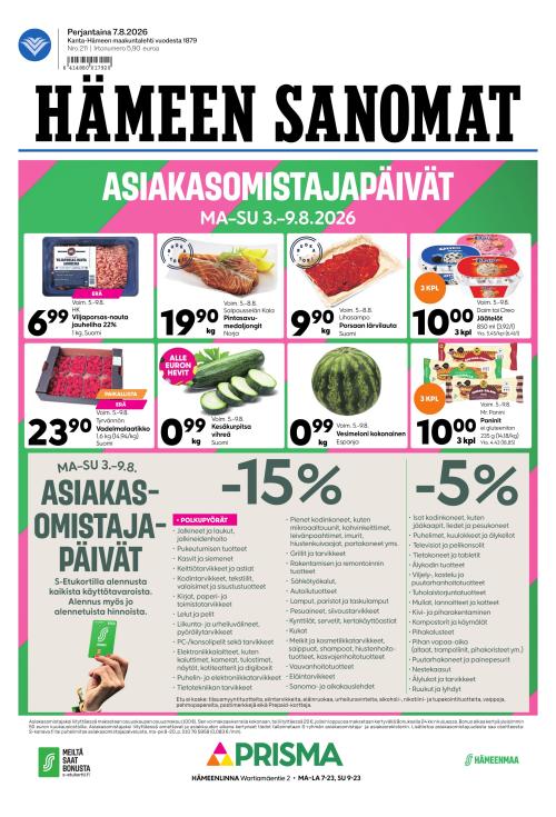 Hämeen Sanomat 7.8.2026