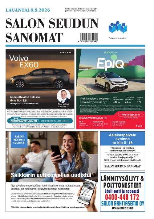 Salon Seudun Sanomat 8.8.2026