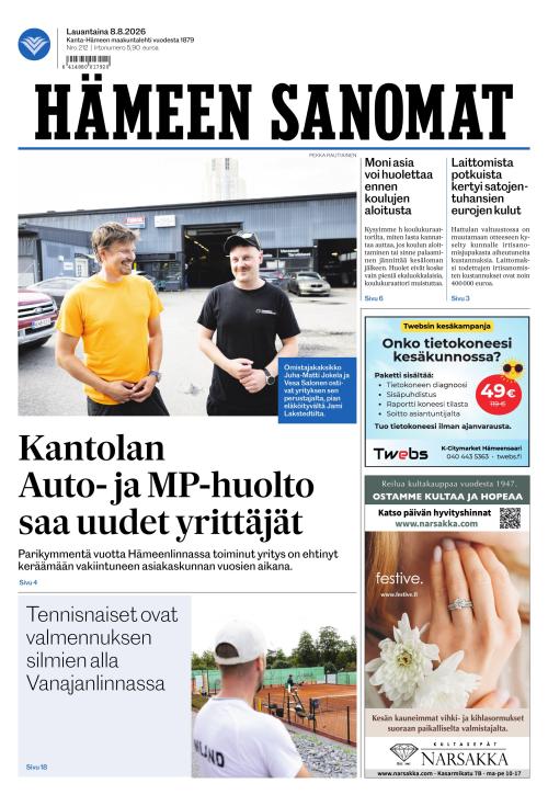 Hämeen Sanomat 8.8.2026