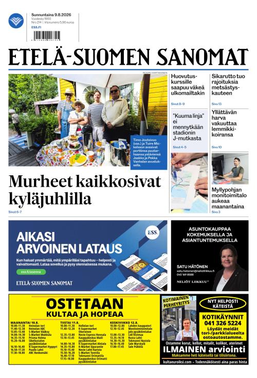 Etelä-Suomen Sanomat 9.8.2026