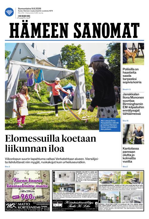Hämeen Sanomat 9.8.2026