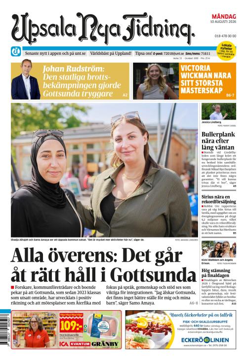 Upsala Nya Tidning 10.8.2026