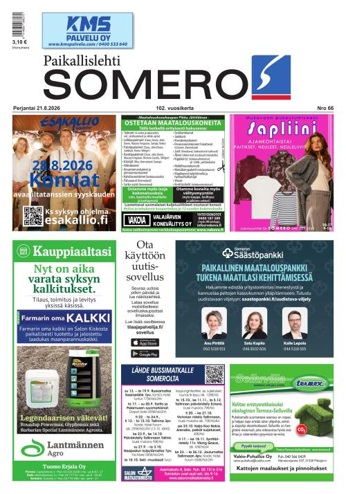 Paikallislehti Somero 21.8.2026