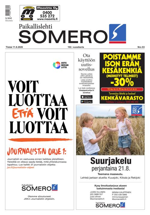 Paikallislehti Somero 11.8.2026